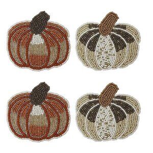 Celebrate Together Fall Beaded Pumpkin Coasters Set Of 4